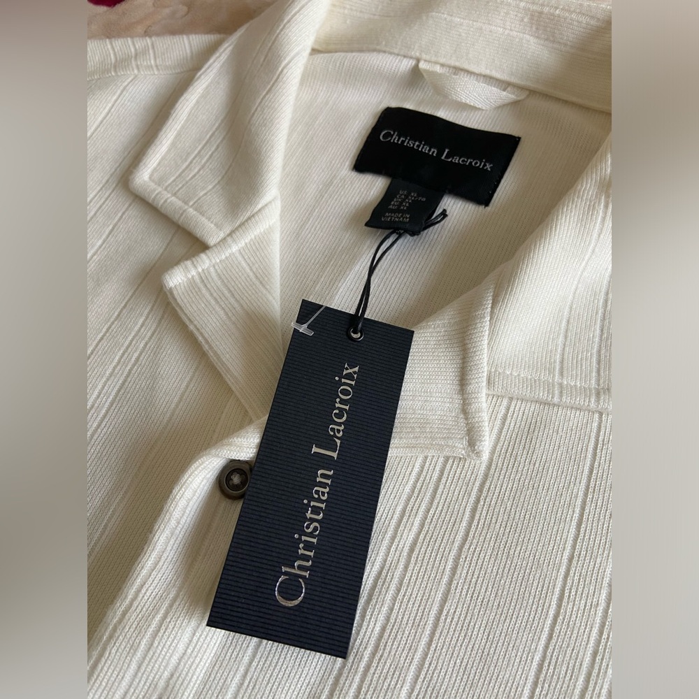 Christian Lacroix Cream Casual Button Down Shirt Classic Design